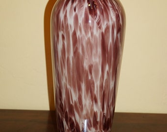 Vintage Hand Blown Art Glass Vase: Murano Style Amethyst Swirl, 16"