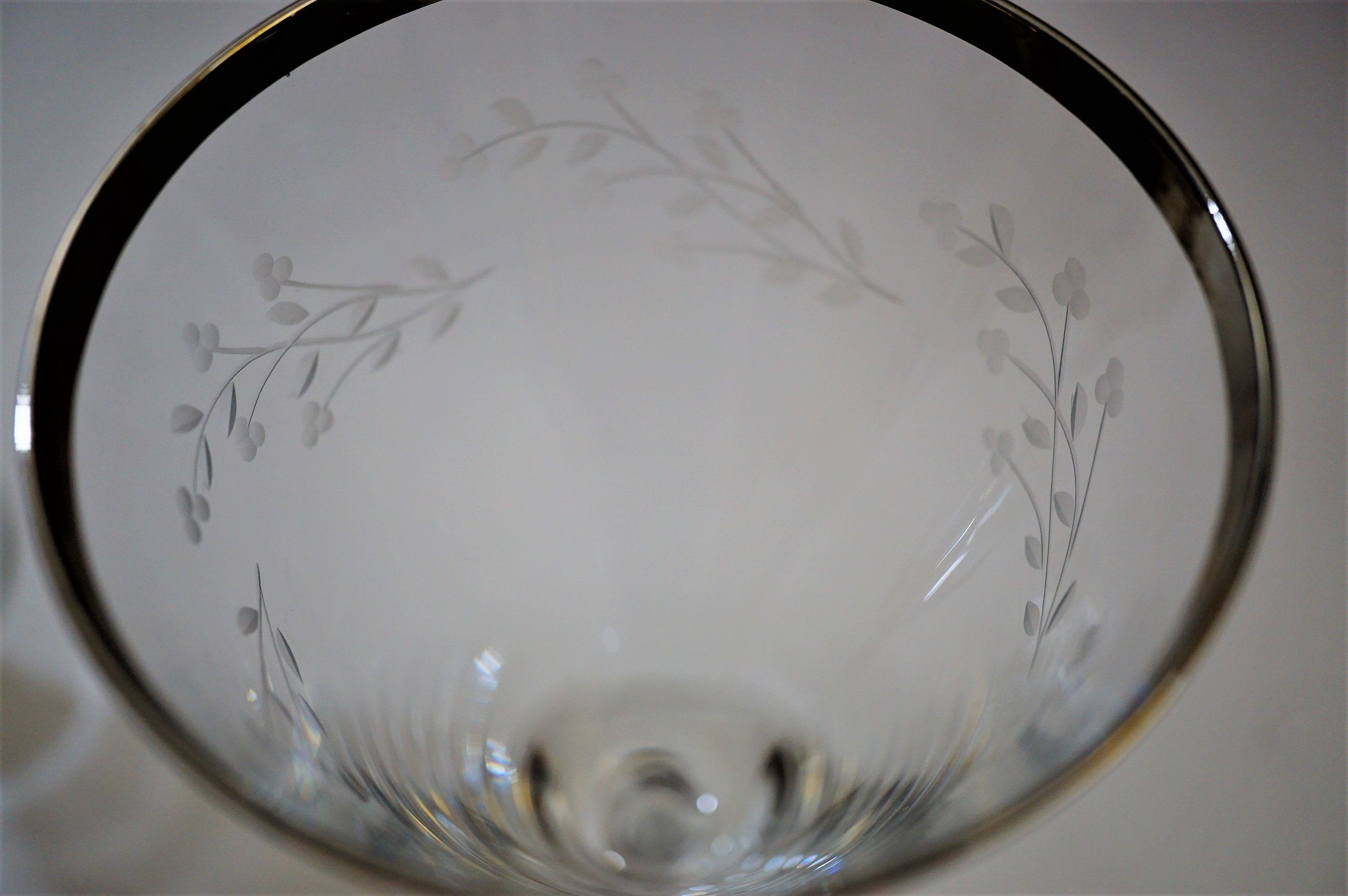Crystal Stemware Platinum Trimmed Etched Glass Wine Etsy