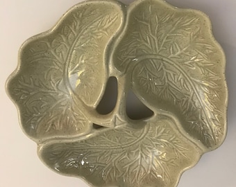 Vintage California Art Pottery Leaf Chip and Dip Serving Dish
