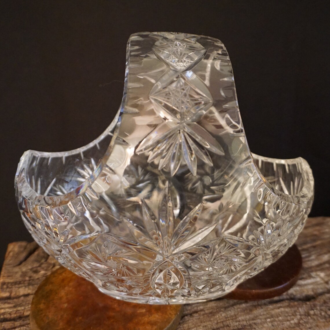 Irena Lead Crystal Bowl Vintage Lead Crystal Bowl Basketmade Etsy