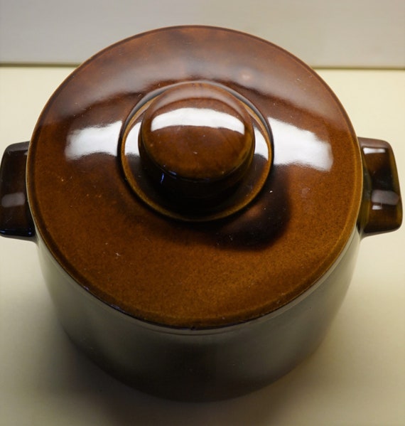 Vintage WEST BEND Glazed Ceramic Crock Pot, Bean Pot With Ceramic