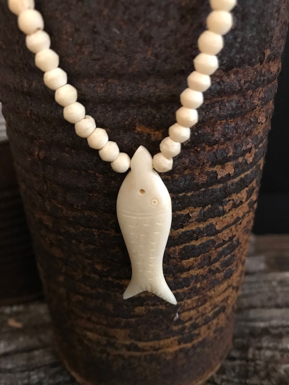 Vintage Ivory Tone Celluloid Necklace, Nautical T… - image 3