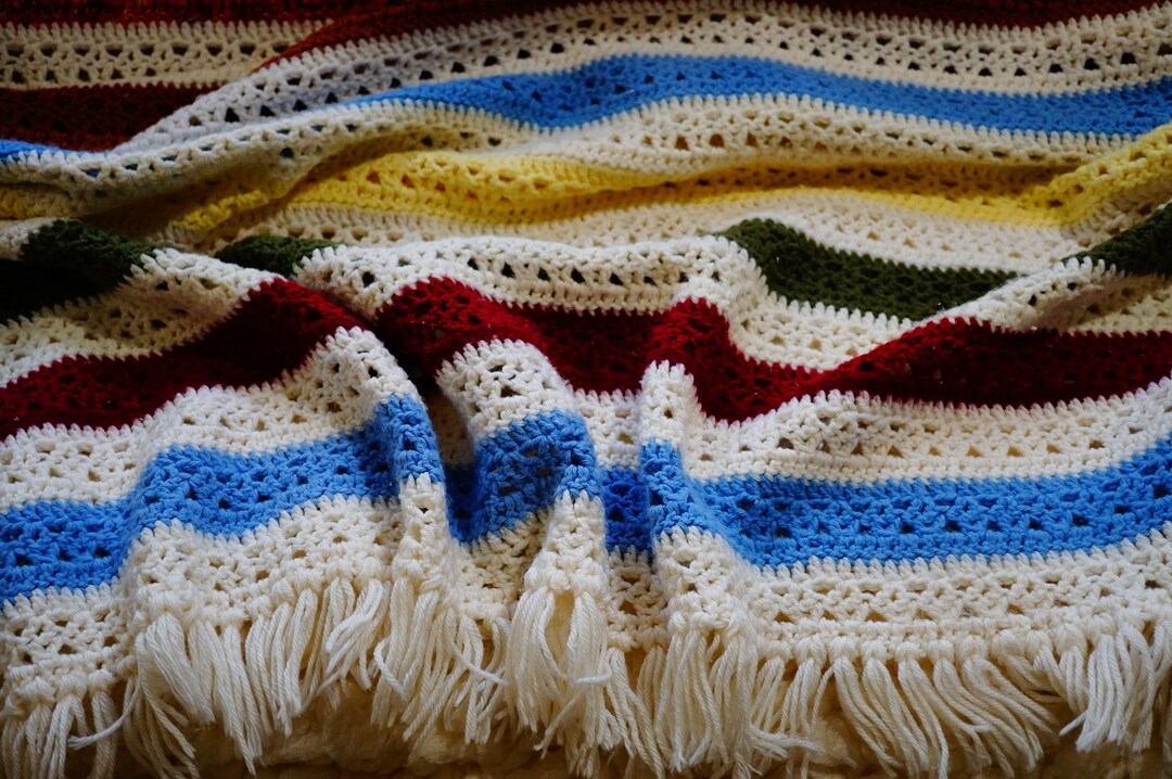 Handmade Afghan Vintage Handmade Afghan Blanket/throw Size Etsy