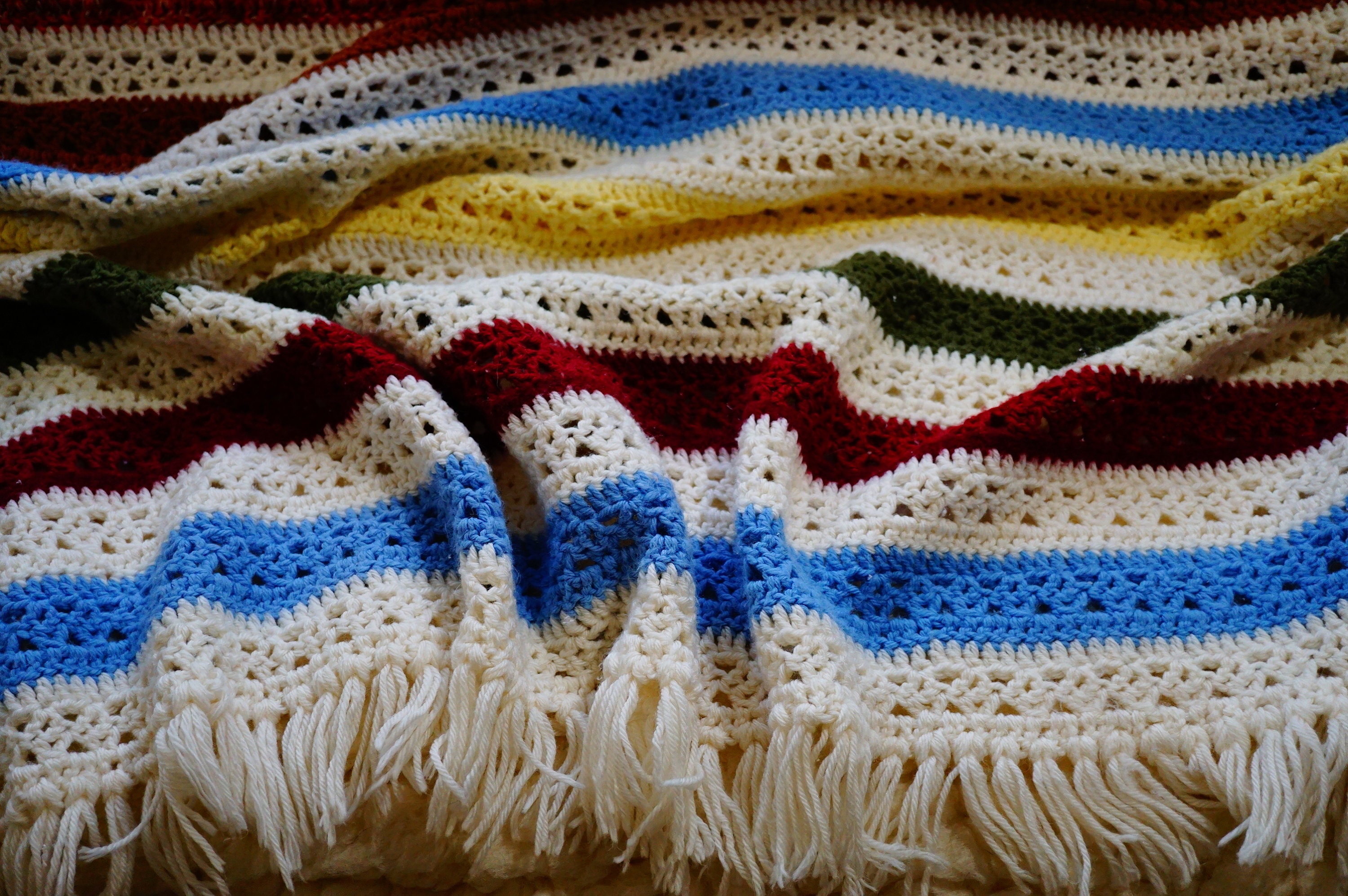 Handmade Afghan Vintage Handmade Afghan Blanket/Throw Size Etsy