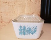 Pyrex Turquoise Butterprint Medium Refrigerator Dish with Lid