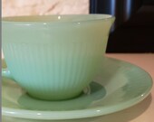 Jadeite Cup and Saucer - Fire King - Beautiful no chips or cracks