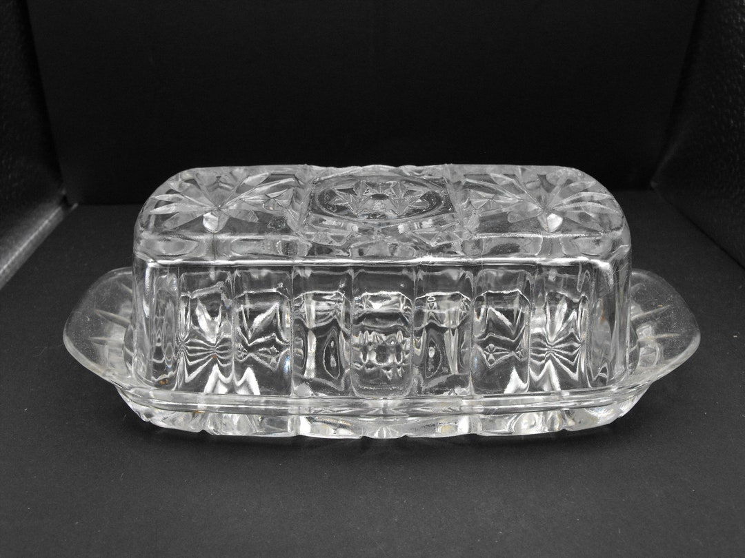 Cut Glass Clear Butter Dish Etsy