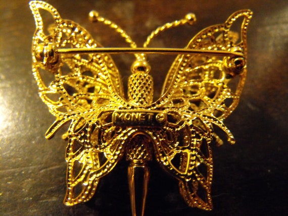 Beautiful Gold Butterfly Brooch - Monet - image 4