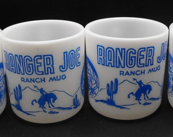 Set of 4 Ranger Joe Hazel Atlas Child's Mugs