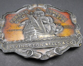 Foreign and Domestic Gold Dealers Livingston Wells & Co Belt Buckle