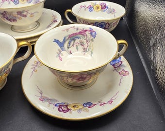 Set of 4 Tea Cups and Saucers - Castleton China USA