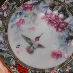 Vintage the Anna&#39;s Hummingbirf by Lena Liu - 2nd edition - mini-plate collection - 1994