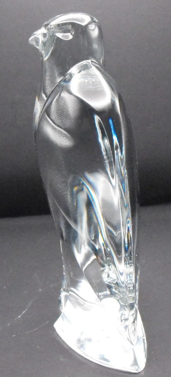 val saint lambert クリスタル　置物 Val St. Lambert Signed Falcon Crystal Piece - Signed D Sousa