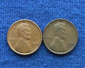 1934 P & D Lincoln Wheat Pennies, US Coins