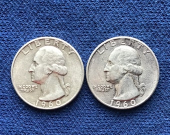 *90 /% SILVER* *FREE SHIPPING* 2 Coins 1959 P /& D Washington Quarter Coin Set