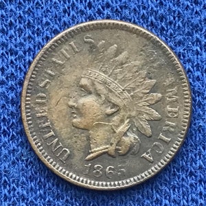 1865 Indian Head Penny Old US Coins For Coin Collecting