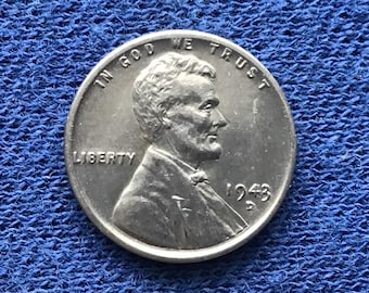 1943-D Steel Wheat Penny, Uncirculated Double D Mint, WWII Era US Coin