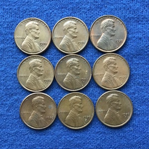1970 D Lincoln Memorial Pennies for Coin Collecting Old US Coins Set of 9