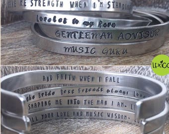 Handstamped cuff, Aluminium bangle, personalised bracelet, stamped metal cuff, aluminium bracelet