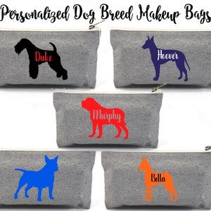Lakeland Terrier - Manchester Terrier - Mastiff - Miniature Bull Terrier - Miniature Pinscher Custom Personalized Cosmetic Makeup Dog Bag