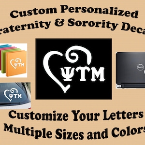 Fraternity or Sorority Custom Heart Decal - Sorority Letters, Greek Letters, Greek Decal, Greek Sticker, Vinyl Decal, Car Decal