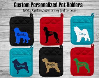 Saint Bernard - Saluki - Samoyed - Schipperke - Schnauzer - Scottish Deerhound Custom Dog Pot Holder - Oven Mitt Breeder Gift Ring Trophy