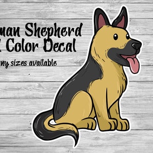 Pastor Alemán Perro Calcomanía de Vinilo Impreso a Todo Color / Calcomanía de Raza de Perro / Calcomanía de Ventana de Coche / Vaso Yeti Personalizado o Pegatina de Teléfono / Perro de Dibujos Animados