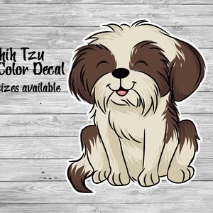 Shih Tzu Dog Calcomanía de vinilo impresa a todo color / Calcomanía de raza de perro / Calcomanía de ventana de automóvil / Vaso Yeti personalizado o pegatina de teléfono / Dibujos animados Shih Tzu