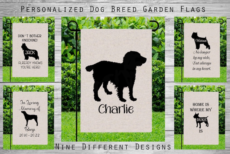 Boykin Spaniel Briard Brittany Brussels Griffon Bull Terrier Personalized Dog Garden Flag Yard Decoration Memorial Gift Funny Pet Gift image 1