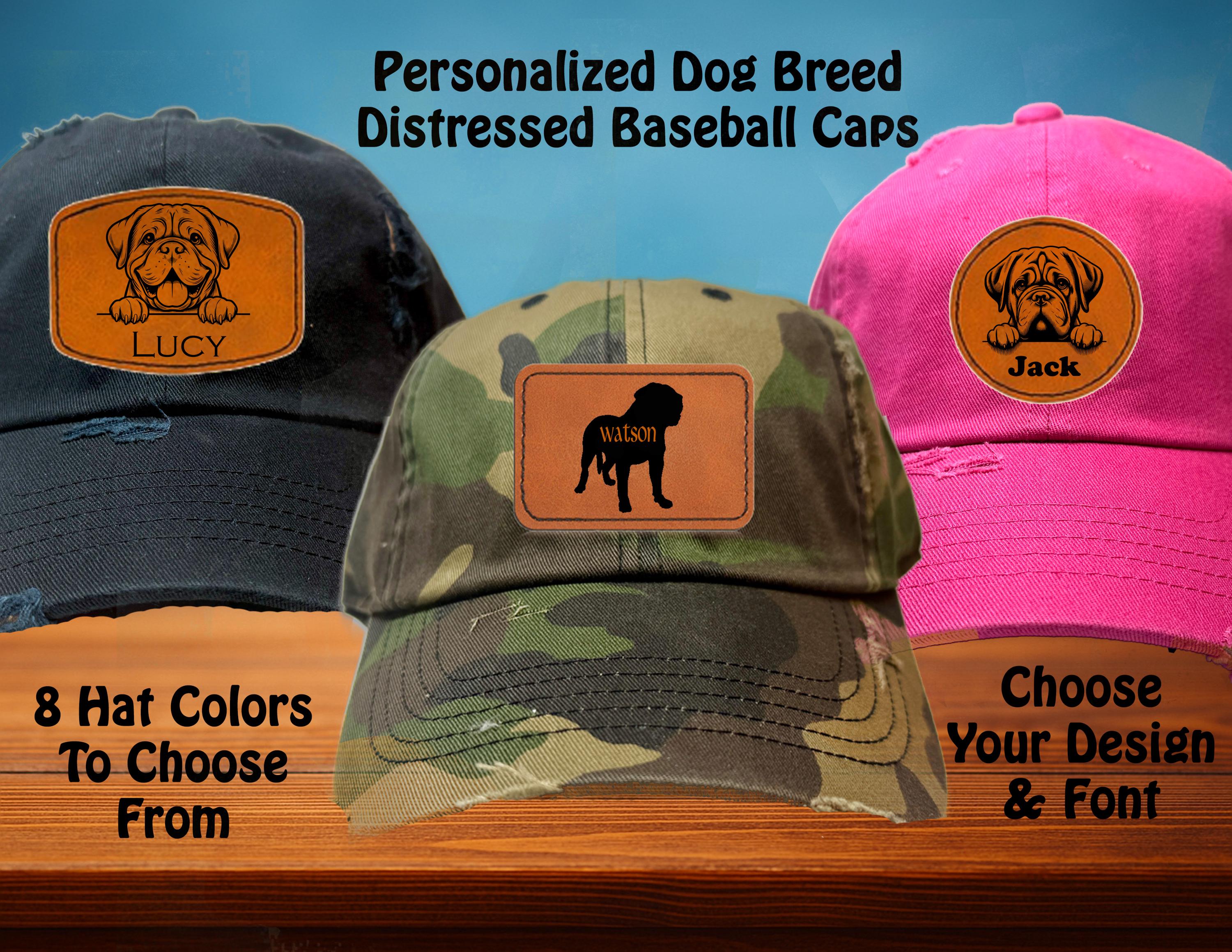 Dogue De Bordeaux Personalized Distressed Baseball Cap Hat Custom