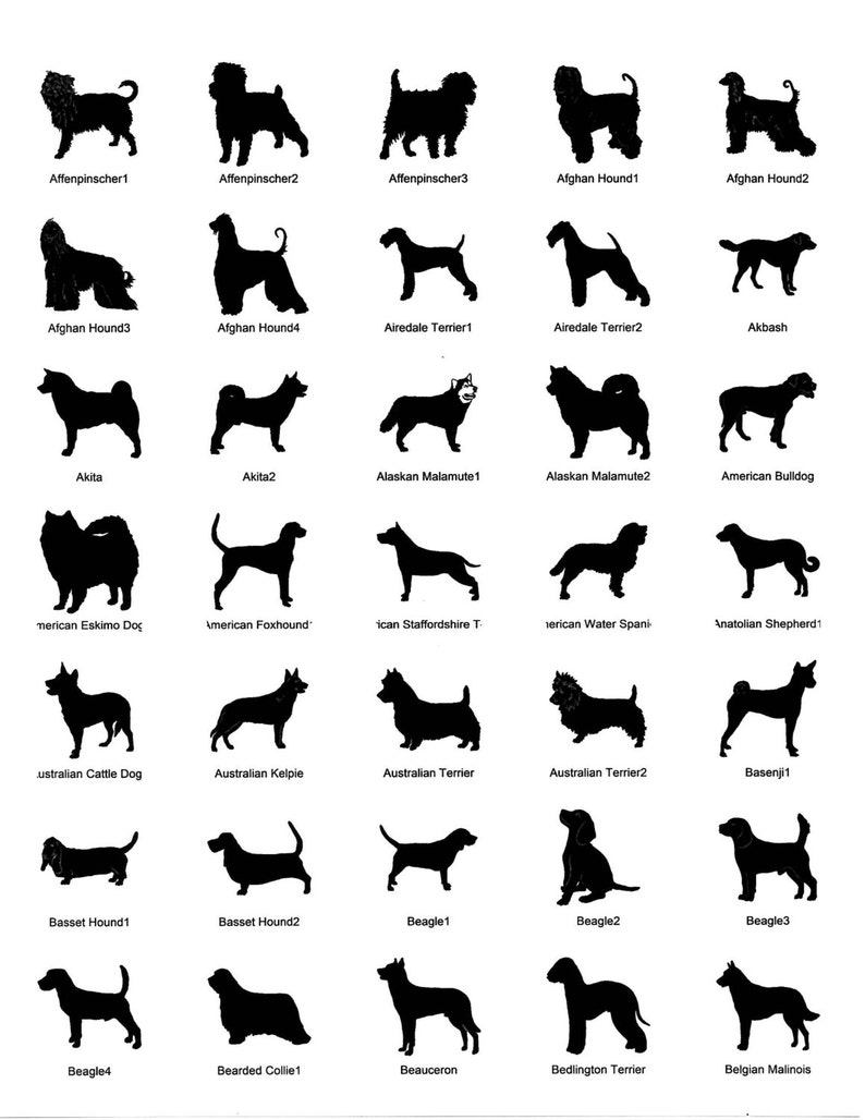 Dog Breed Silhouette Decal  Vinyl Sticker / Choose Your Size image 1