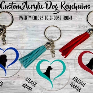 Affenpinscher - Afghan Hound - Airedale Terrier - Clear Acrylic Keychain w/ Tassel - Dog Gift - Luggage Tag - Backpack Charm - Zipper Charm