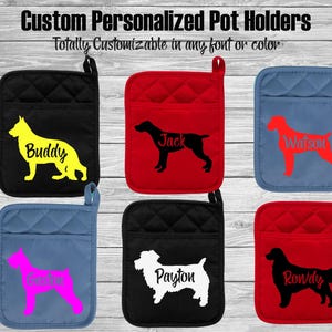 German Shepherd Shorthaired Wirehaired Pointer Giant Schnauzer Glen of Imaal Terrier Golden Retriever Dog Personalized Pot Holder Oven Mitt