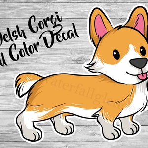Welsh Corgi Dog Full Color Printed Vinyl Decal / Dog Breed Decal /Car Window Decal / Custom Yeti Tumbler or Phone Sticker / Smiling Cute