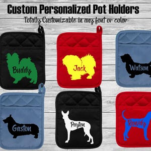 Papillon Pekingese Pembroke Welsh Corgi Petit Basset Griffon Vendeen Pharaoh Hound Plott Hound Custom Pot Holder - Oven Mitt - Trophy Prize