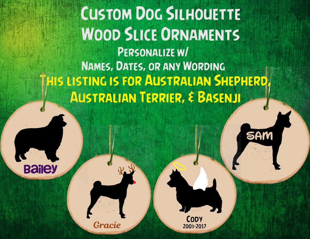 Personalized Dog Silhouette Custom Wood Slice Ornament / Angel - Etsy