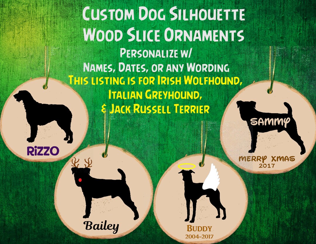Personalized Dog Wood Slice Ornament / Angel / Reindeer/ Memorial ...