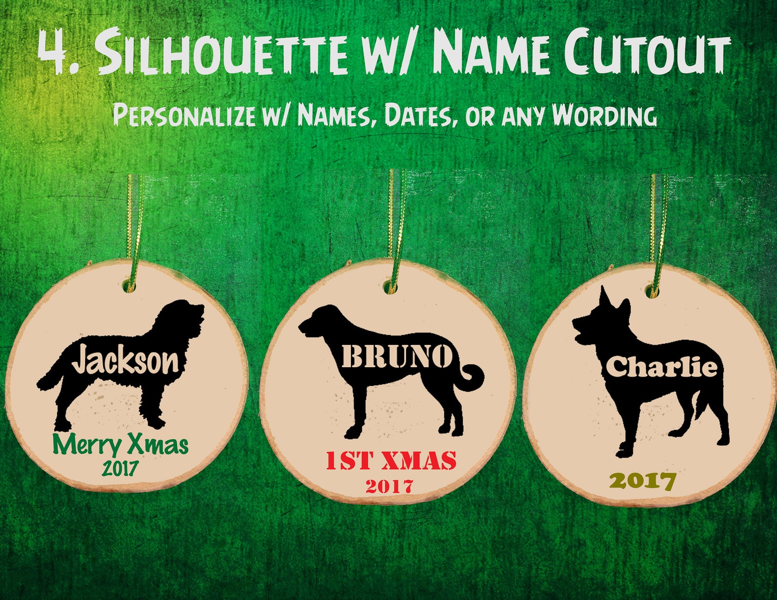 Personalized Dog Silhouette Custom Wood Slice Ornament / Angel - Etsy
