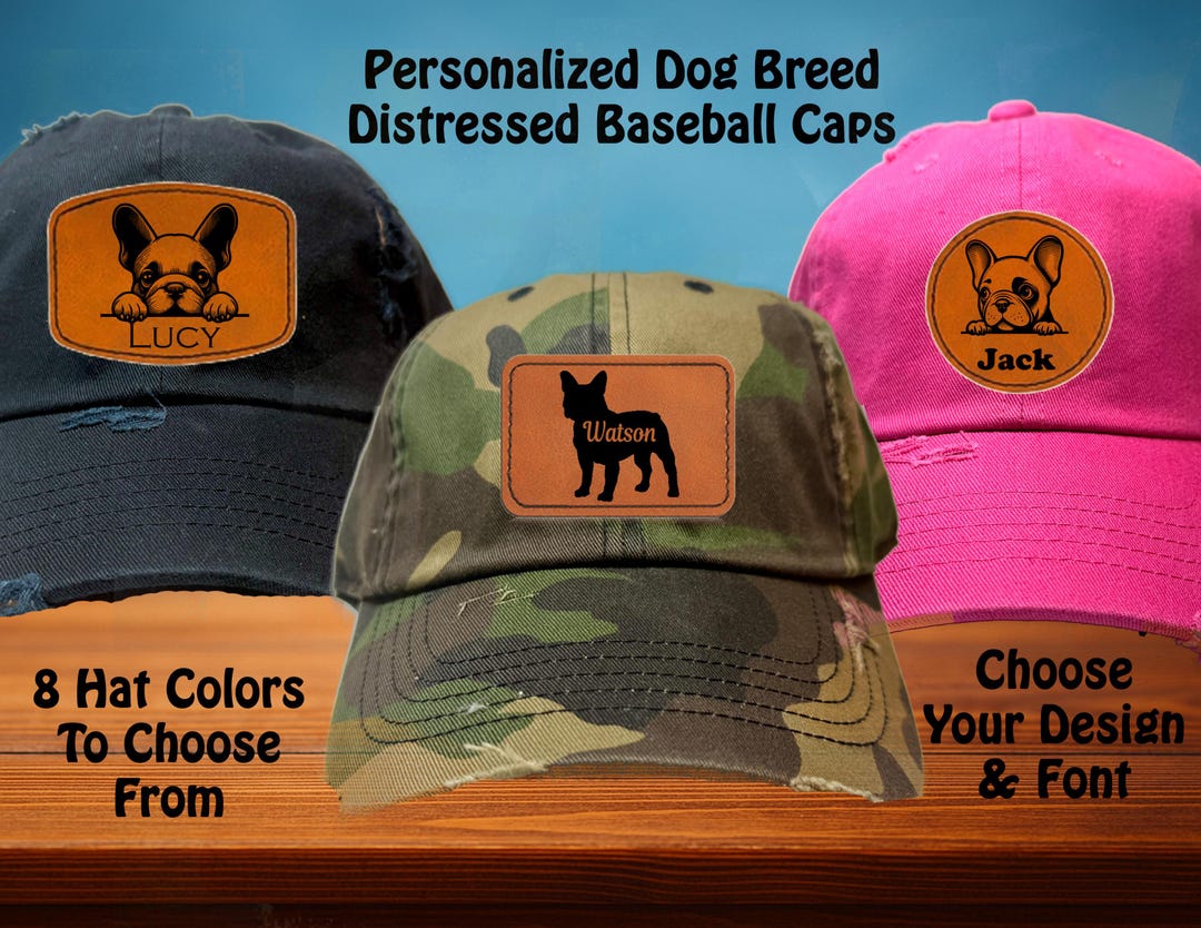 New Custom Designed Black Distressed Baseball Cap with Winking French Bulldog. Amazon.com: French Bulldog Baseball Cap Women Men Golf Dad  main image 3