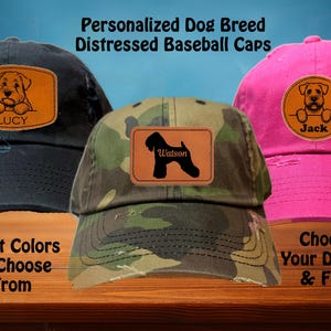 Soft Coated Wheaten Terrier Personalized Distressed Baseball Cap Hat Custom Engraved Faux Leather Patch Ring Trophy Prize Breeder Gift Dog