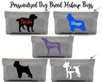 Boykin Spaniel - Briard - Brittany - Brussels Griffon - Bull Terrier Custom Personalized Cosmetic Makeup Toiletry Bag Zip Pouch Ring Prize