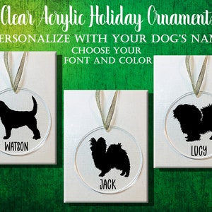 Otterhound / Papillon / Pekinese Personalizado Perro Claro Acrílico Árbol Ornamento / Regalo de Navidad Decor / Dog Club Trophy Premio
