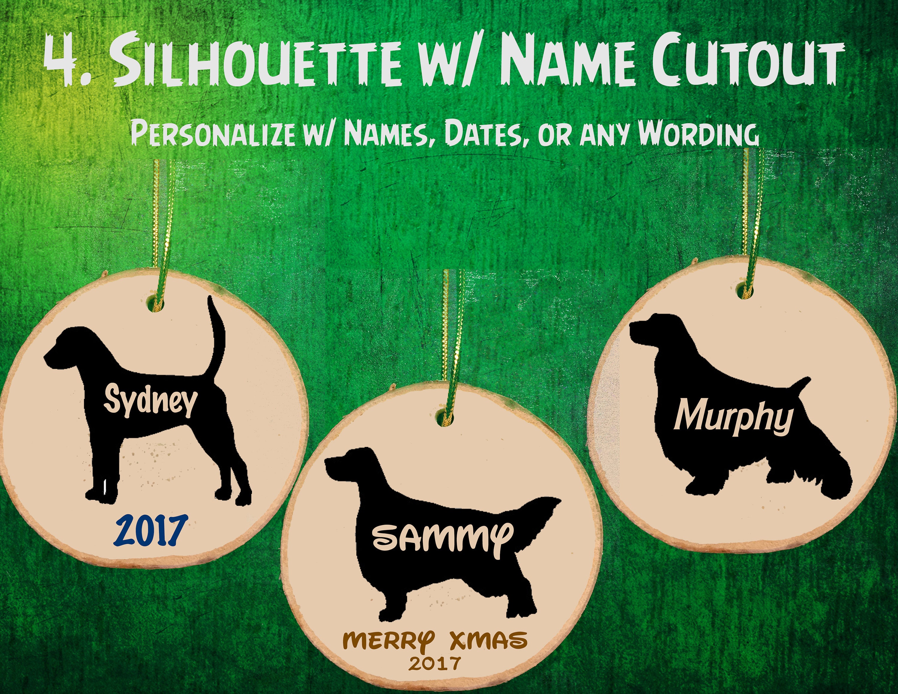 Personalized Dog Wood Slice Ornament / Angel / Reindeer/ | Etsy