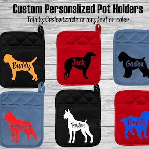 Border Terrier - Borzoi - Boston Terrier - Bouvier des Flandres - Boxer - Boykin Spaniel Personalized Custom Dog Pot Holder - Oven Mitt Gift