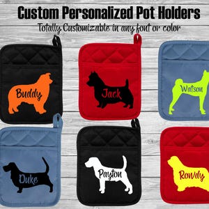 Australian Shepherd - Australian Terrier - Basenji - Basset Hound - Beagle - Bearded Collie Custom Personalized Pot Holder - Oven Mitt