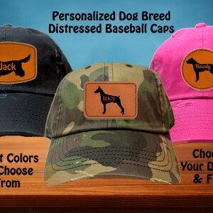 Dandie Dinmont Terrier Doberman Dogo Argentino Personalized Baseball Cap Hat Custom Engraved Faux Leather Patch Ring Trophy Prize Dog Mom