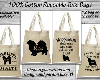 Tibetan Mastiff / Tibetan Spaniel / Tibetan Terrier Cotton Tote Bag - Shopping Sack - Dog Grooming Tote - Reusable Ring Trophy Prize Gift