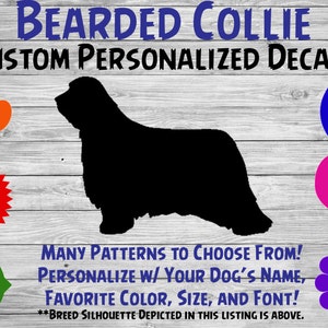 Dog Sticker Window Decal Car Sticker \u2013 Dog Name Tumbler \u2013 Custom Name Decal Border Collie Personalized Dog Silhouette Vinyl Decal