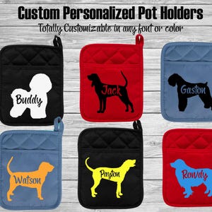 Bichon Frise - Black and Tan Coonhound - Black Russian Terrier - Bloodhound - Bluetick Coonhound - Border Collie Pot Holder - Oven Mitt Gift