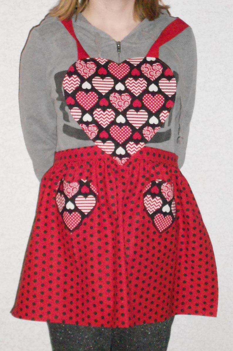 Child's Valentine's Day Hearts Apron matching adult apron also available image 1